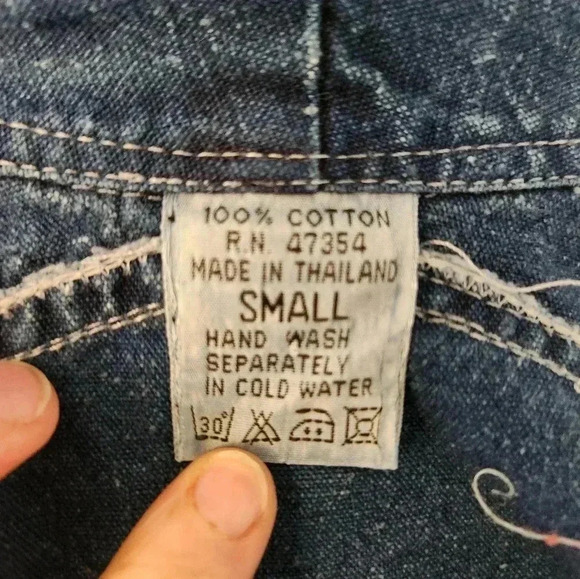 80's vtg Denim rhinestone metallic button front Oversize duster jacket Sz Small - Picture 8 of 8